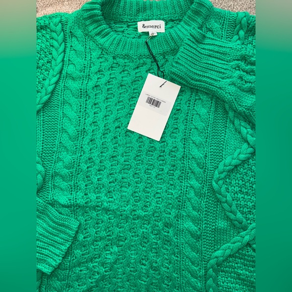 &Merci Green Cable Knit Sweater - Picture 2 of 5